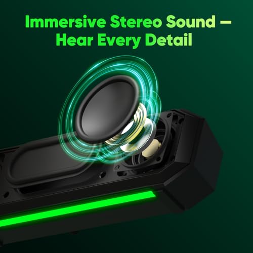 Image of INGA Computer Speakers with Detachable Mic, Plug-and-Play USB Soundbar with Dynamic Lighting, Game /Music Modes, Compatible with PC, Laptop, PS5, Mac (9.8)
