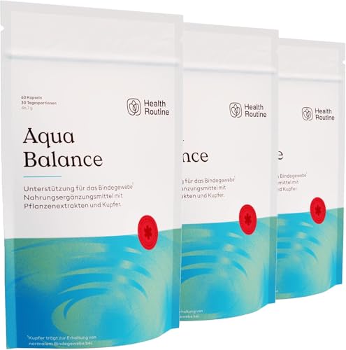 Health Routine Aqua Balance 180 Kapseln Nahrungsergänzungsmittel mit OPC Traubenkernextrakt Hochdosiert Diosmin Kupfer und Brennnessel zur Unterstützung von Bindegewebe und Venen