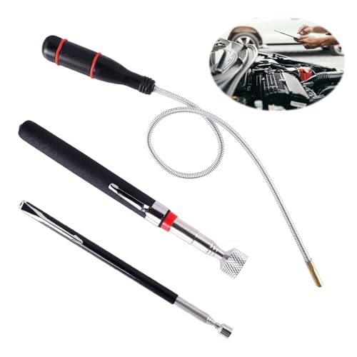 Eclipseguard 3 Stück Magnetstab Teleskop, 60CM Flexibler Magnetheber Magnetstabgreifer, Tragbares Biegbares Magnetgreifer, Magnetstabgreifer Teleskopmagnet Stabmagnet Extra Stark (1.5LB 3LB 5LB)