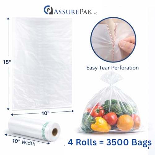 ASSUREPAK Plastic Bag - Clear HDPE Produce Rolls - 3500 Bags - 10"x15" 11 mic (0.44 mil) by Retail Bags Direct - Image 3