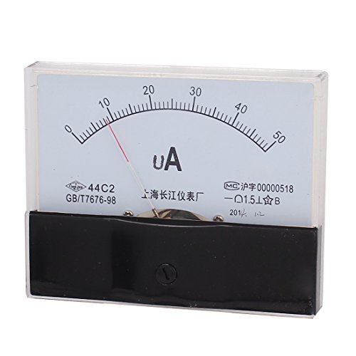 Image of uxcell Analog Current Panel Meter DC 0-50uA 44C2 Ammeter 99x57x80mm for Circuit Testing Charging Battery Ampere Tester Gauge Pack of 1
