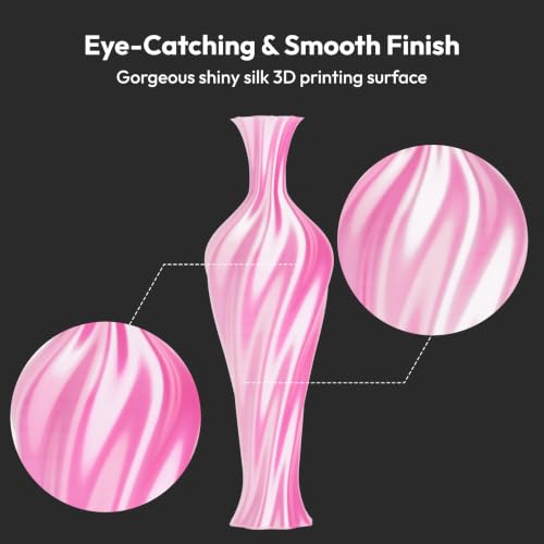 Image of AMOLEN Silk PLA Dual Color 3D Printer Filament Glossy Silk Pink White PLA 1.75mm, Shiny Color Change Filament 3D Printing PLA Filament for Most FDM 3D Printer, 1kg Spool(2.2lbs)