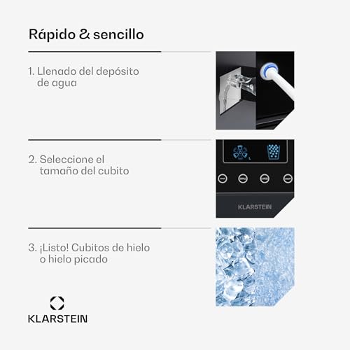 Miniatura 3 de Klarstein Maquina De Hielo Para Casa 1,8 L, Ice Maker Capacidad 15 Kg, Maquina Para Hacer Cubitos De Hielo Encimera Casa Grandes Y Pequeños, Ice Maker Machine Para Hielos Rápida Para Cubito Hielo