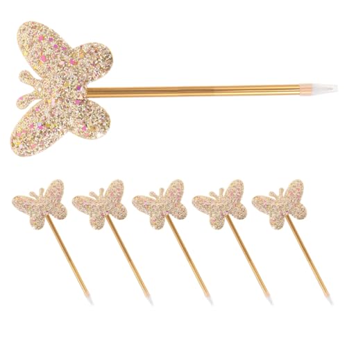 6 bolígrafos de gel con purpurina y diseño mariposa