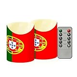 SyXIOP Juego de 2 velas eléctricas sin llama con control remoto para mesa de Acción de Gracias, bandera de Portugal