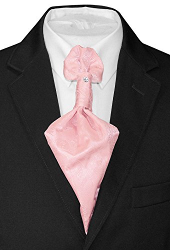 Image of Vesuvio Napoli PreTied ASCOT Solid PAISLEY Color Cravat Men's Neck Tie 21 Colors