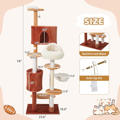 Árbol para gatos alto multi-niveles con 2 condos y hamaca miniatura 3