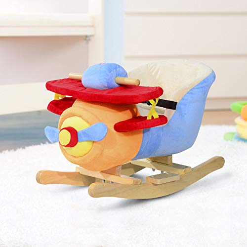 HOMCOM kinderen schommelpaard schommeldier schommel schommelspeelgoed muziek vliegtuig l x b x h 60 x 33 x 45 cm - Afbeelding 3