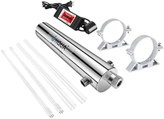 HQUA-TWS-12 Ultraviolet Water Purifier Sterilizer Filter for Whole House Water Purification,12GPM 120V, 1 Extra UV Lamp + 1 Extra Quartz Sleeve