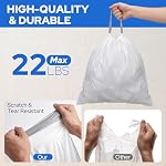 Self Cleaning Litter Box Bags – 6 Rolls (120 Count) Drawstring Liners for Automatic Litter Box, Heavy Duty Leak-Proof, 24.8"x12.6" Fits Most Automatic Waste Drawers