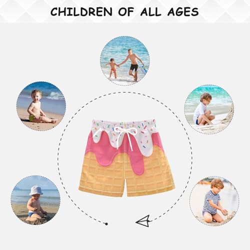Boys Swim Trunks White Ice Cream Toddler Swim Shorts Beach Board Shorts Swimsuit 5