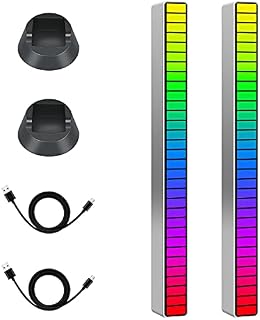 2PCS RGB Voice-Activated Pickup Rhythm Light,Rechargeable USB Sound Control Ambient Light Car Rhythm Light 32 Bit Music Pickup Rhythm Light Creative Music Level Indicator for Car Laptop,Party,Outdoor