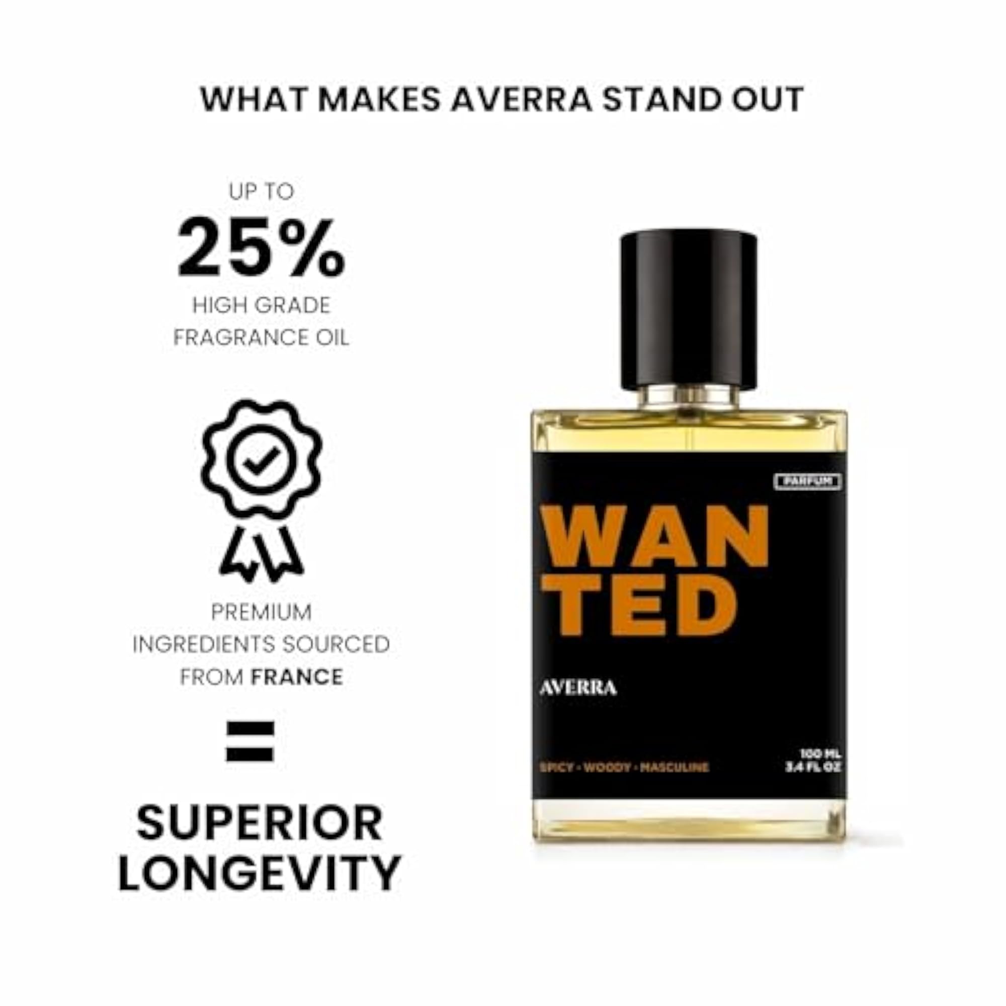Wanted Long Lasting Luxury Fragrance for Men, 100ml