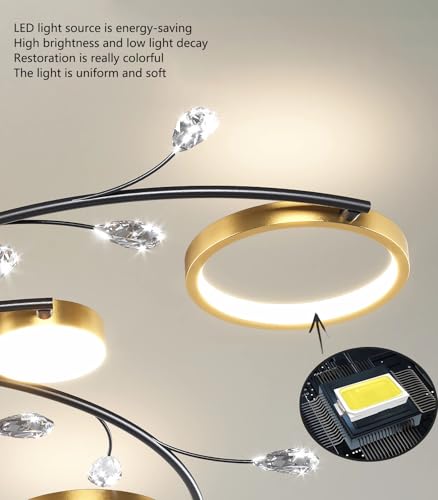 Plafonnier LED cristal dimmable avec télécommande salon 7 têtes