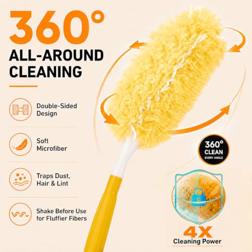 Image of Duster Refills for Swiffer Duster, 50 Count Heavy Duty 2 Side 360 Dusters Refill Kit with 1 Handle, 4X Microfibers, Disposable Multi-Surface Duster for Cleaning Furniture Blinds Ceiling Fan