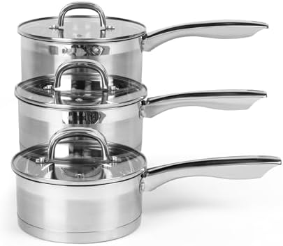 Salter Timeless 3 Piece Saucepan Set - 16cm, 18cm, 20cm Stainless...