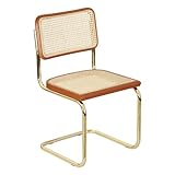 Furnish Theory Breuer Chair Company Marcel Breuer Cesca Cane Cantilever Side Chair w/Brass Steel Frame Cherry Wood & Natural Cane