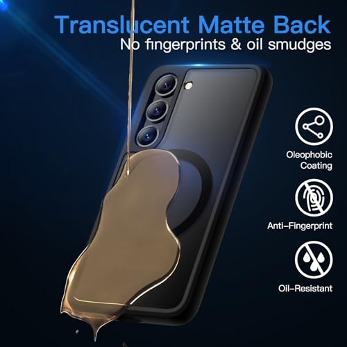 Image of JETech Magnetic Cover Case for Samsung Galaxy S23+ / S23 Plus 5G 6.6-Inch, Compatible with MagSafe, Translucent Matte Back Shockproof Phone Cover (Black)