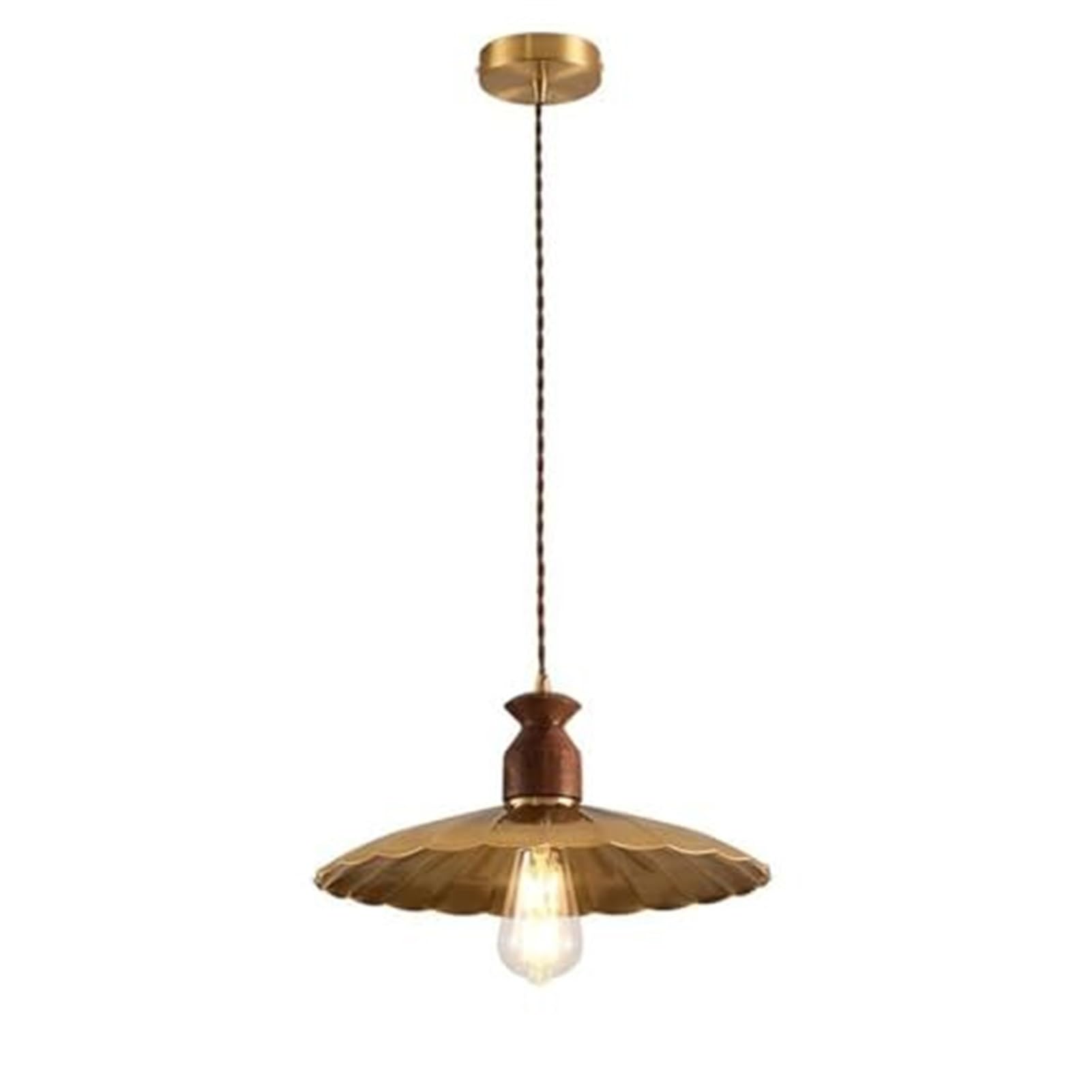 KBUUKYYXouy Brass Farmhouse Lotus Leaf Pendant Lamp Chandelier Hanging Lighting Ceiling Fixture Scandinavian Minimalist E27 for Bedroom Cafe Study Kitchen Island(25CM)