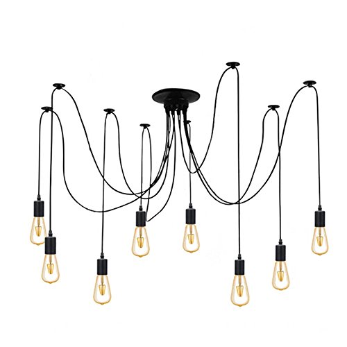 8 Branches E27 Douille Lustre Plafond Lampe 1,8 m câble, Rétro Suspensions Luminaire Plafond Lumière éclairage Plafonniers Lustres Luminaire Eclairage de plafond