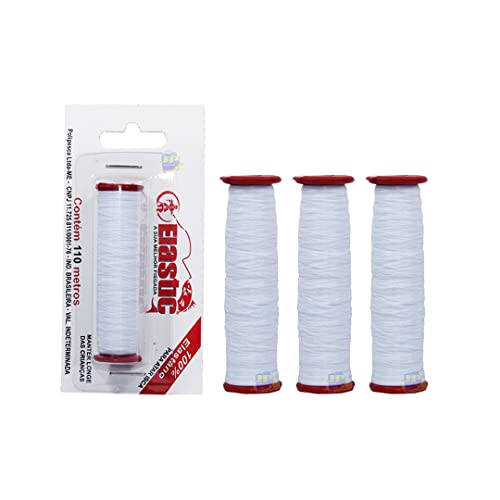 Kit 3UN Linha Elástica Pesca p/Amarrar Isca Elastic 100% Elastano Branco 110m