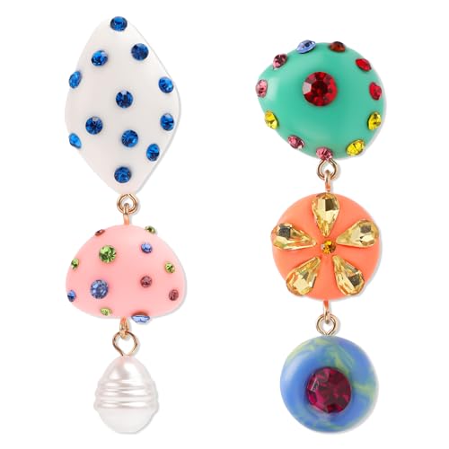 Pendientes de Color, Pendientes Colgantes Asimétricos Pendientes Vintage Pendientes de Diamantes de Imitación Bohemios para Mujer Accesorios de Joyería de Moda