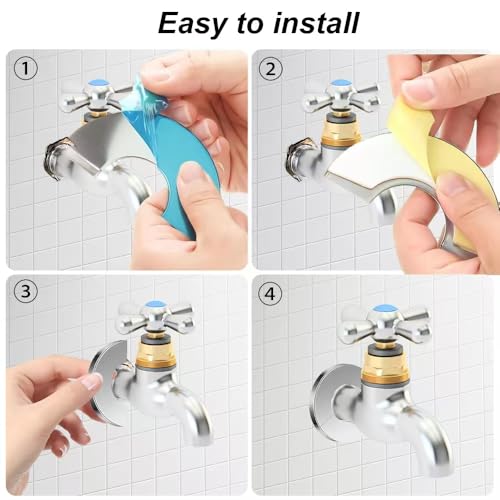 COMVASTARS 4Stück Edelstahl Rosetten Abdeckung Selbstklebende Dekorative Abdeckung Für Wasserhähne Geteilter Flansch,Wasserhahn-Abdeckung,Bekorative Abdeckungen Für Rohre,ID 53mm/OD 140mmRund(Silber)