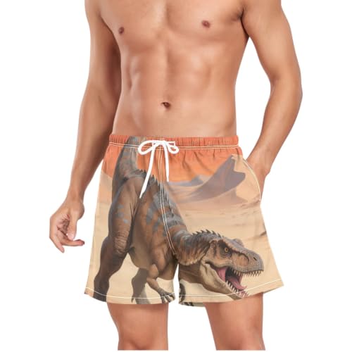 Pantalones cortos de gimnasio y baño para hombre que se secan rápido con estampado de dinosaurio 4
