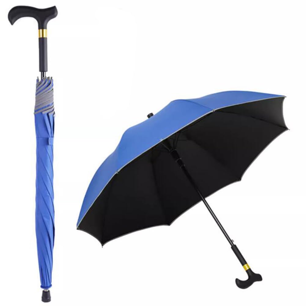 AVIITI Outdoors Walking Cane Umbrella, Non Slip City-Safewalking Windproof Stick Umbrella, Tourism Multifunction Crutch Umbrella Men Women,B,83cm/32.6inch