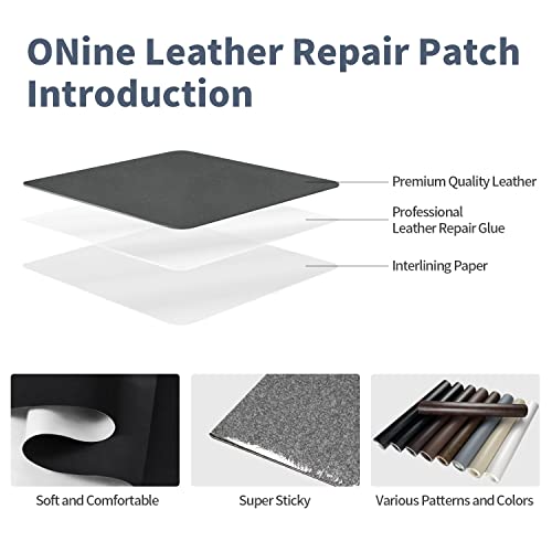 image for ONine Leather Repair Patch, Leather Repair Tape, 12 x 48 Inches Self-A