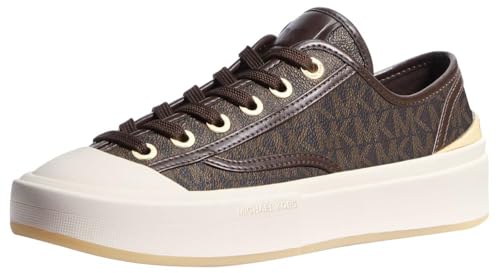 Michael Kors Women's Jude Lace Up Sneaker, Brown, 7.5