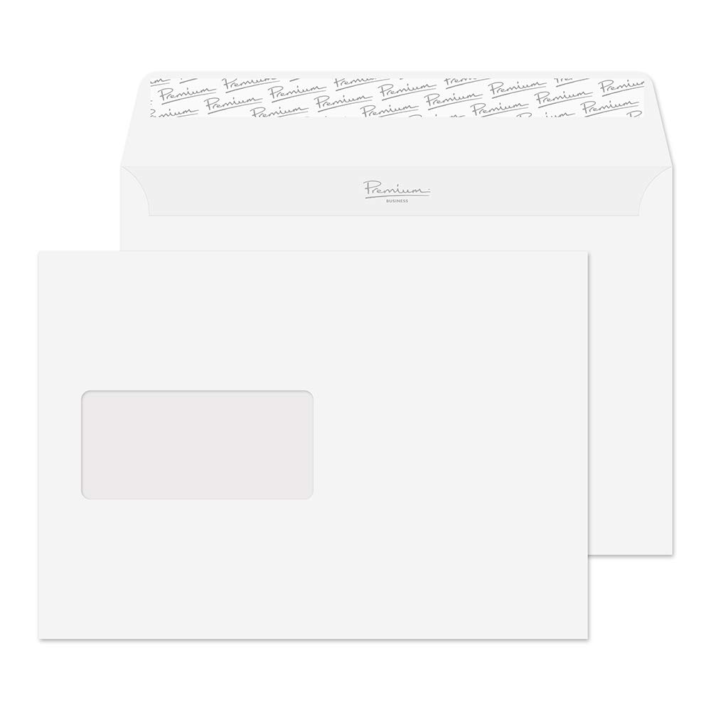 Blake Envelopes Premium Business 36708 Briefumschläge Haftklebung Mit Fenster Diamant Weiß Glättend C5 162 x 229 mm - 120g/m² | 500 Stück