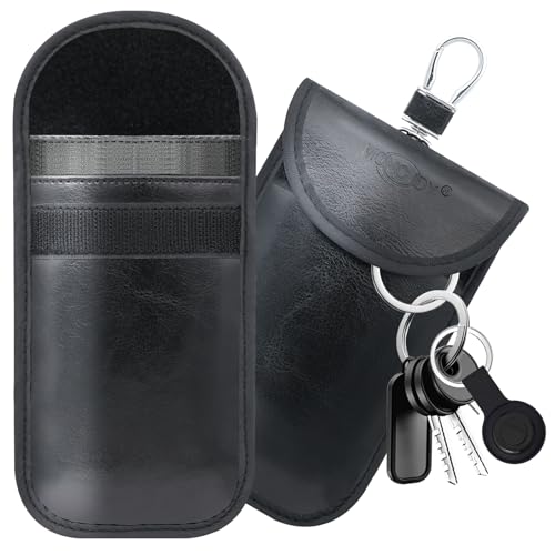 MONOJOY Abschirmtasche-Tasche für Auto-Funkschlüssel,Autoschlüssel Hülle 2er-Set,Faraday Bags,keyless go Schutz,Autoschlüssel Schutz Keyless,Auto Diebstahlschutz,Schlüsseltasche Schwarz,Auto zubehör