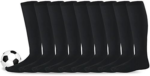 Sports Socks Men Cushioned Socks Baseball Soccer Basketball Soccer Tube Socks 9-Pairs (Large (10-13), Black)