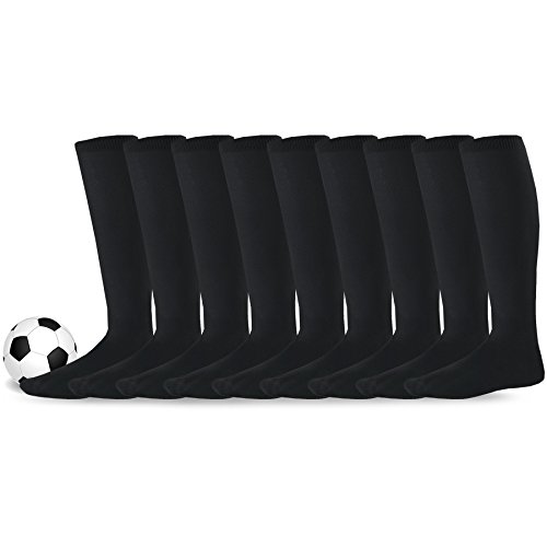 Athletic Soccer Baseball Football Active Team Sports Socks Cushion Tube Knee High 9 Pairs Black Large Men Sock 10-13