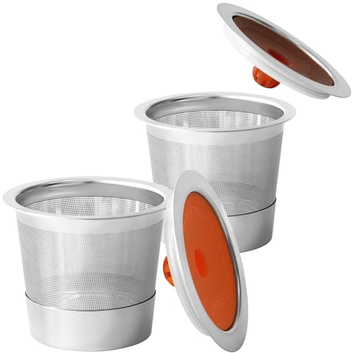 Stainless Steel Reusable K Cups Refillable Coffee Pods for K Mini Express Kerig 1.0 & 2.0 Brewers, Coffee Filters for Single Serve Kcup Coffee Maker, BPA Free, 1 Pack Brown