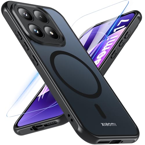 Fin2feel für Xiaomi 17 Hülle Magnetisch für Xiaomi 17 Case für Magsafe mit Panzerglas Schutzfolie Matt Translucent Stoßfest Kratzfeste Cover Dünn Schutzhülle Handyhülle für Xiaomi 17 5G Schwarz