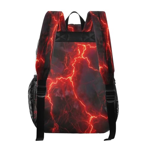 Red Lightning Clear Backpack - Stadium Approved Large 15.7-inch Waterproof Transparent Bag for Sports, Concerts, Work, Travel#3543