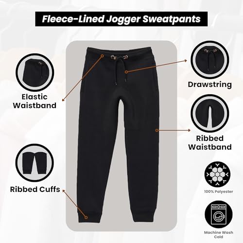 Galaxy by Harvic 3-Pack Boys' Fleece Jogger Sweatpants – Slim Fit, Warm Soft Fleece, Ribbed Cuffs, Elastic Waist4