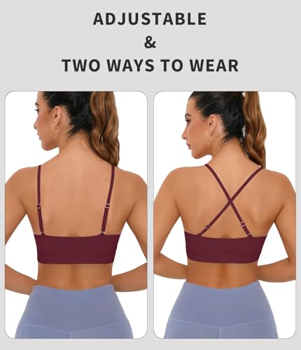 Image of Comper Sports Bra for Women Wirefree Racerback Workout Bras Sexy Thin Straps Yoga Sport Bras with Removable Pads
