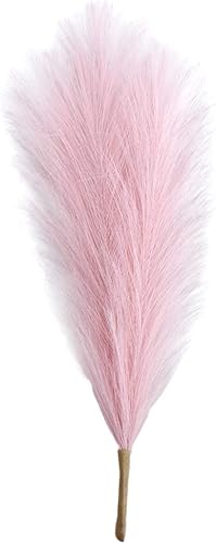 1 flores artificiales de junco, ramas de hierba de las pampas esponjosas falsas, flores secas para decoración del hogar (rosa claro)