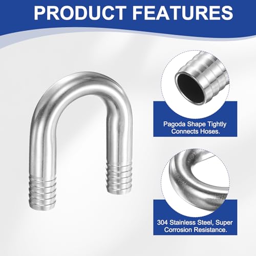 Accesorio de manguera PATIKIL de 20 mm en U fabricado en acero inoxidable 304 4
