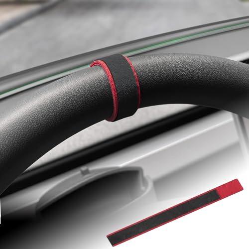 FDAIUN ハンドル センター マーク ステアリング ステッカー 自動車用汎用 装飾フレーム 車アクセサリー おしゃれ 内装パーツ 車用品 1pcs (ブラック+レッド)