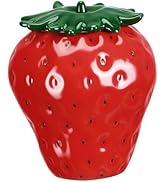 Kichvoe Strawberry Ceramic Jar,Strawberry Shaped Canister Cookie Jar Food Storage Container Biscu...