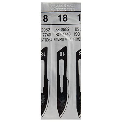 Shehadeh - 100 Stück sterile Skalpellklingen Figur 18 für Skalpellhalter Nr. 4 - Extrem scharf