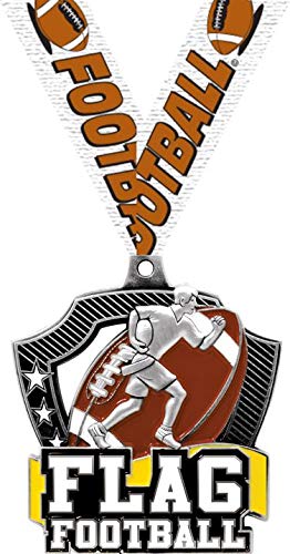 Flag Football Medals - 2.25" Silver Flag Football Team Medal Awards Prime