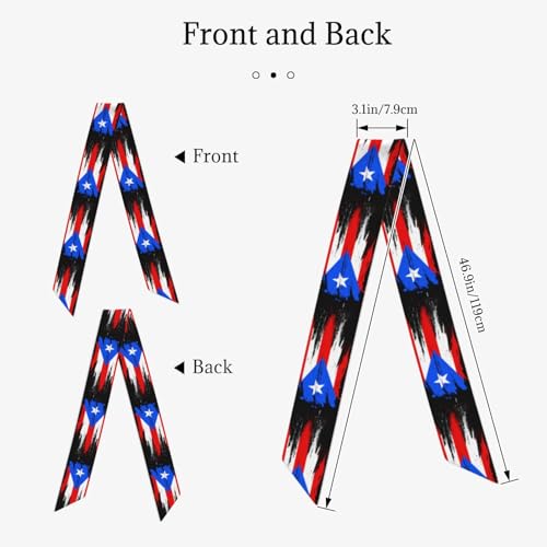 Puerto Rico Flag Abstract Art Women'S Luxury Satin Silk Scarf for Hair Neck Purse - Soft Lightweight Sun Protection Bandana Accessory with Glossy Finish for Summer Handbag Decoration4