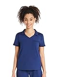 ScrubStar Womens Medical Scrub Top Collared Design Stretchy Fabric Moisture Control with 3 Functional Pockets & Shirttail Hem, M, Indigo