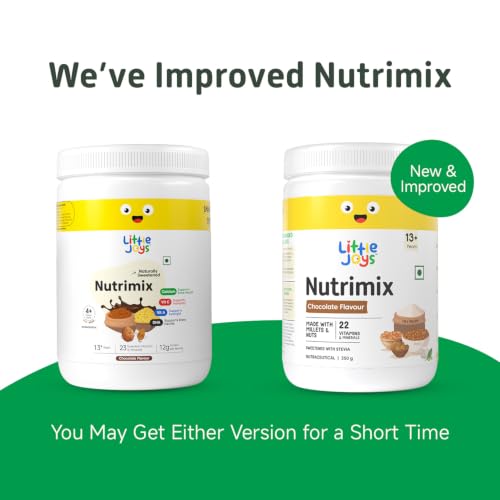 Image of Little Joys Chocolate Nutrimix 13+ (350g) | Naturally Sweetened with Dates & Jaggery | With 23 Essential Vitamins & Minerals | 12g Protein per Serving | Supports Overall Health & Development | With Ragi, Millet, Almonds & Oats | Chocolate Flavour Nutrition Drink Powder