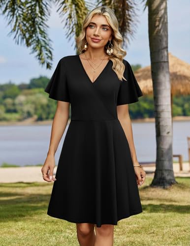 Image of Zeagoo Womens Summer Dresses Wrap V Neck Dress Floral A-Line Ruffle Sleeve Casual Sundress with Pockets 2026